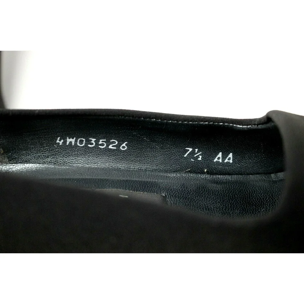 Stuart Weitzman Shoes Womens 7.5AA Textile Square Toe Black Block Heel